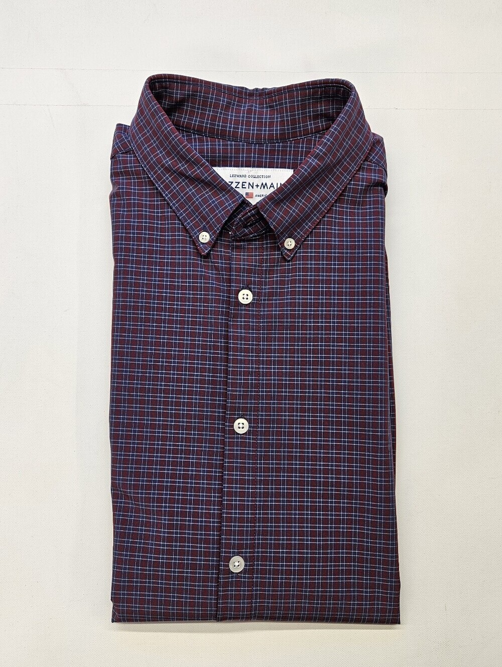 Mizzen + Main Shirt Mens XXL Trim Fit Plaid Long Sleeves Leeward Performance Red